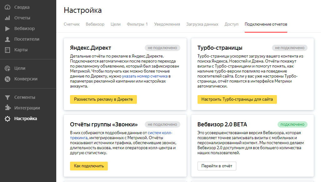 Настройка отчетов Яндекс Метрики