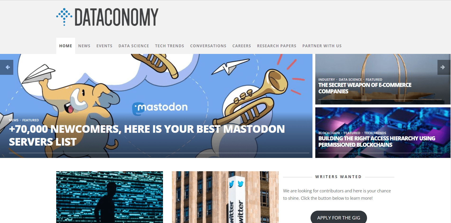 Главная страница медиа Dataconomy