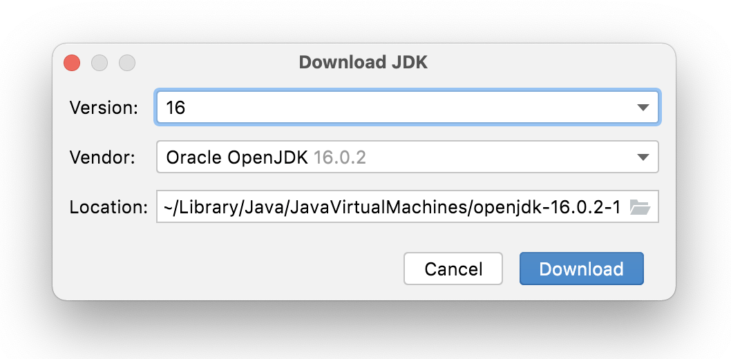 Выбор версии JDK