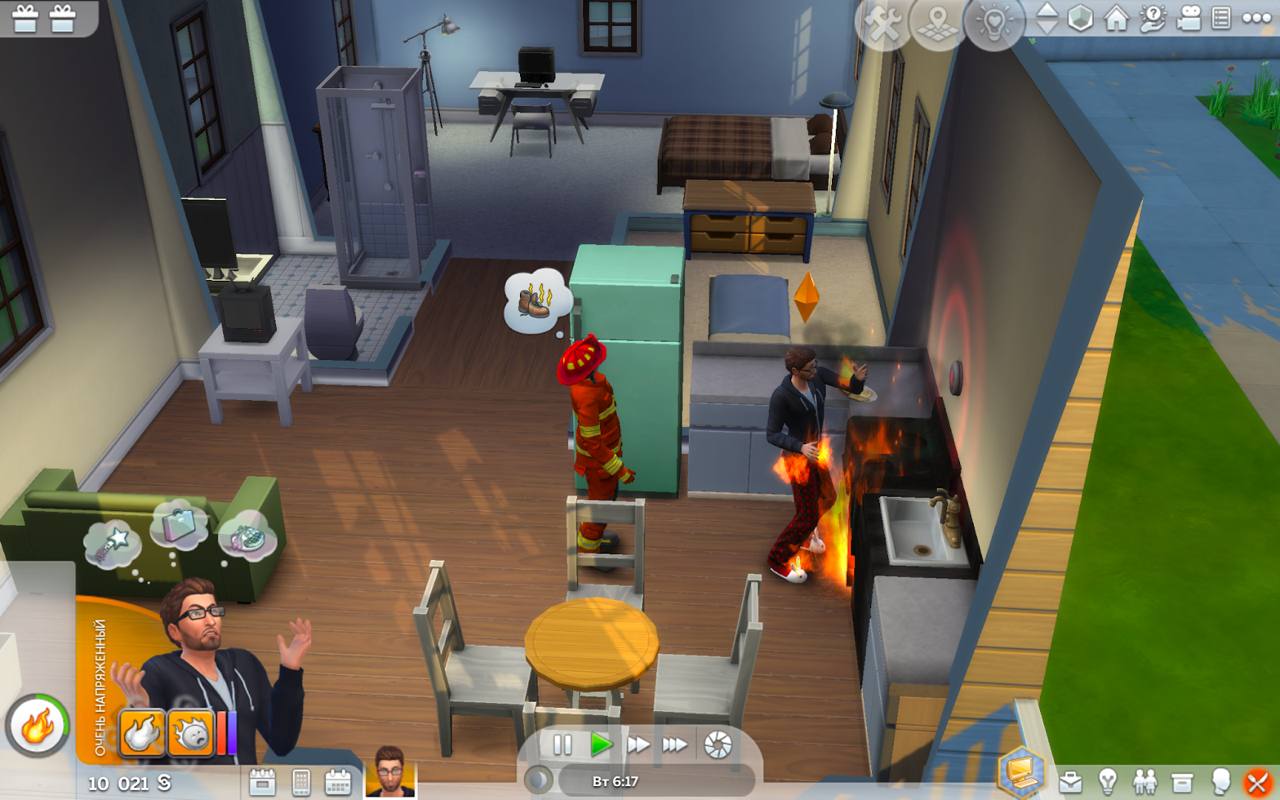 пожар в Sims