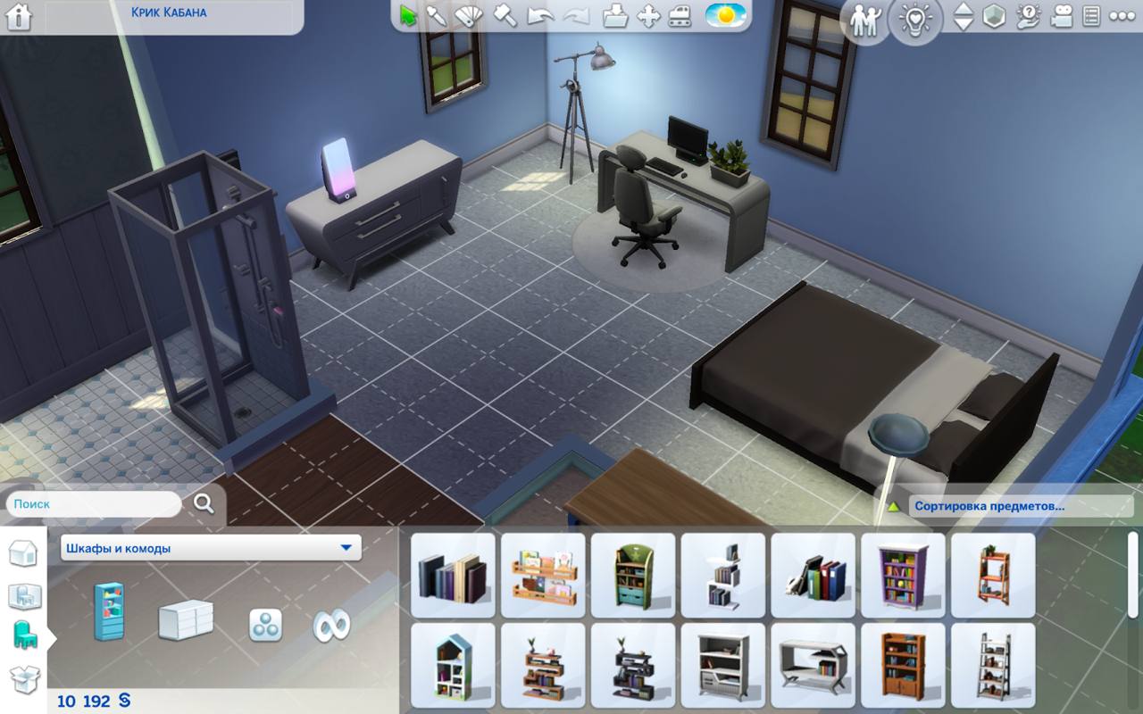 выбор мебели в Sims