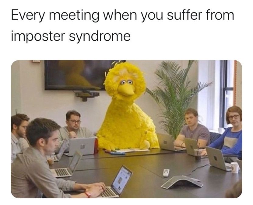 Мем - совещание, когда ты страдаешь от синдрома самозванца