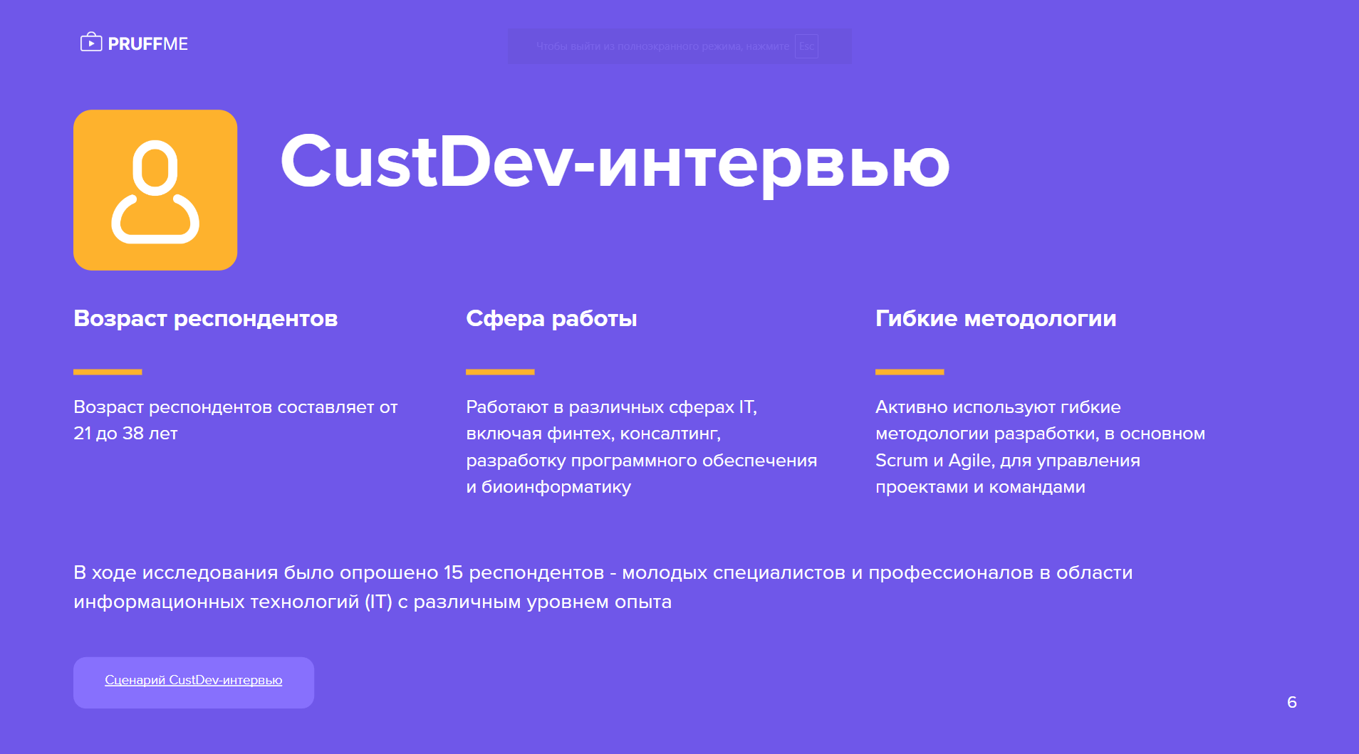 Пример аудитории для CustDev-интервью