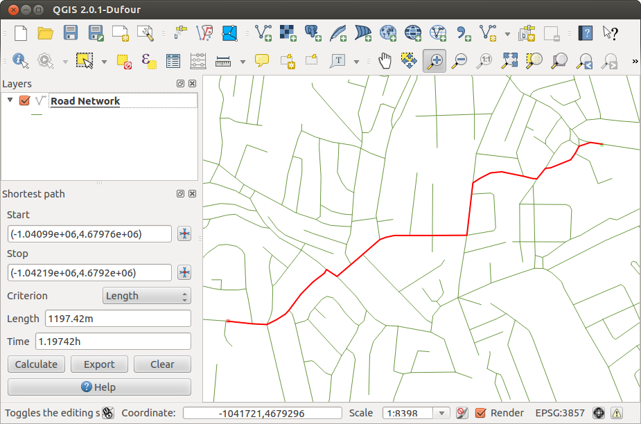 Модуль «Road Graph» для QGIS