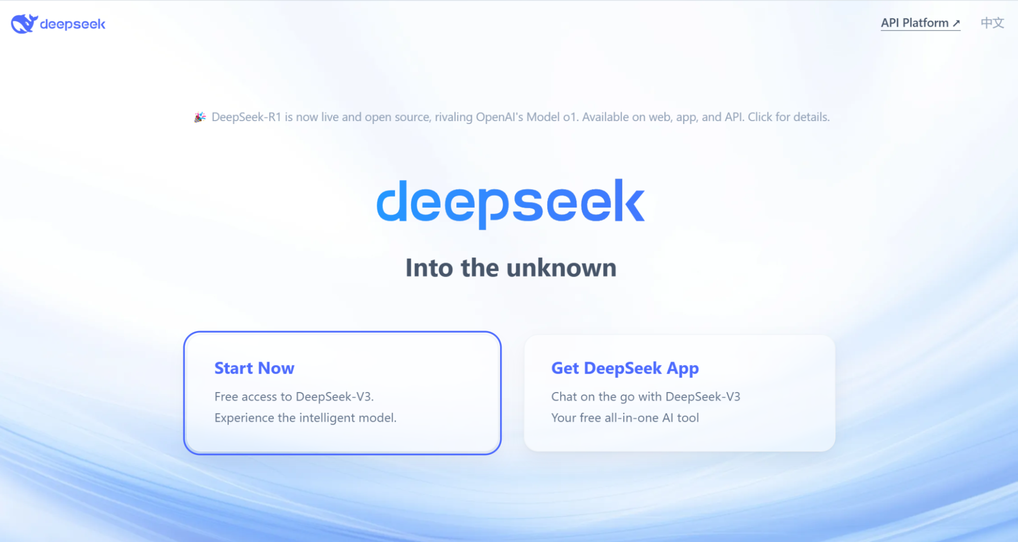 Стартовое окно DeepSeek