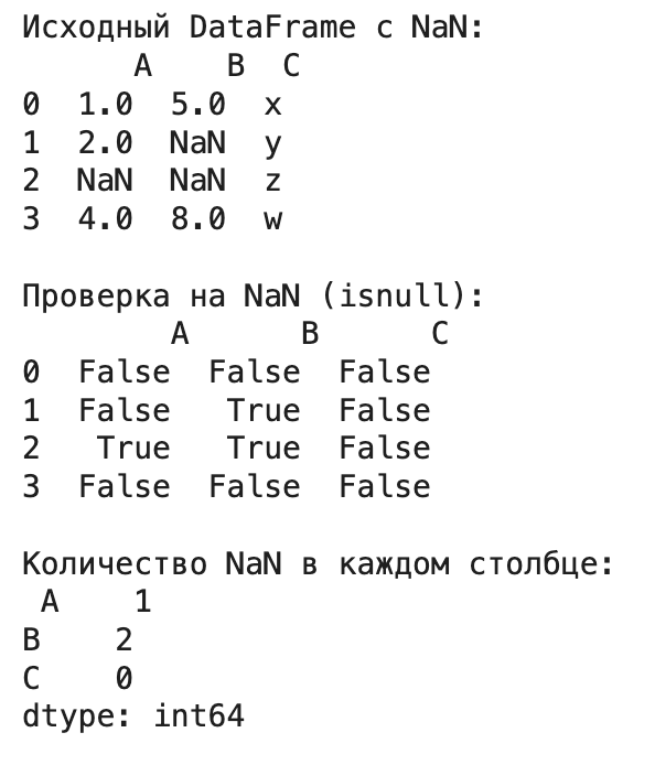 Выявление пропусков с помощью isnull()