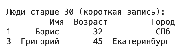 Булева филтрация маска строки