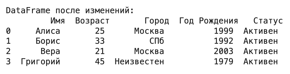 изменение значений через loc iloc