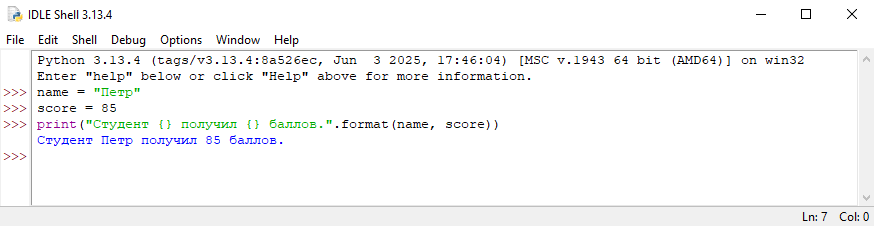 Метод format() пример