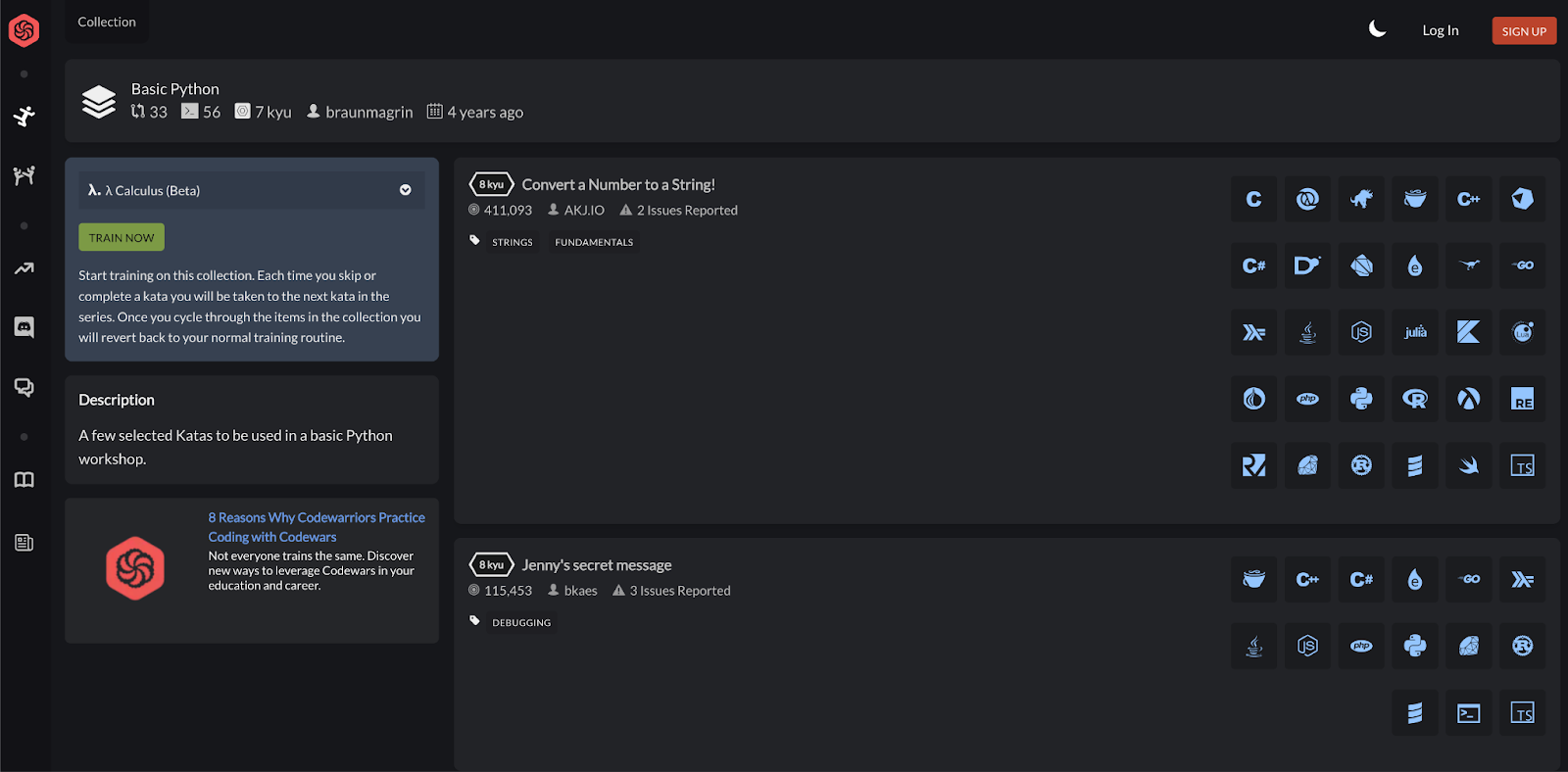 Интерфейс Codewars