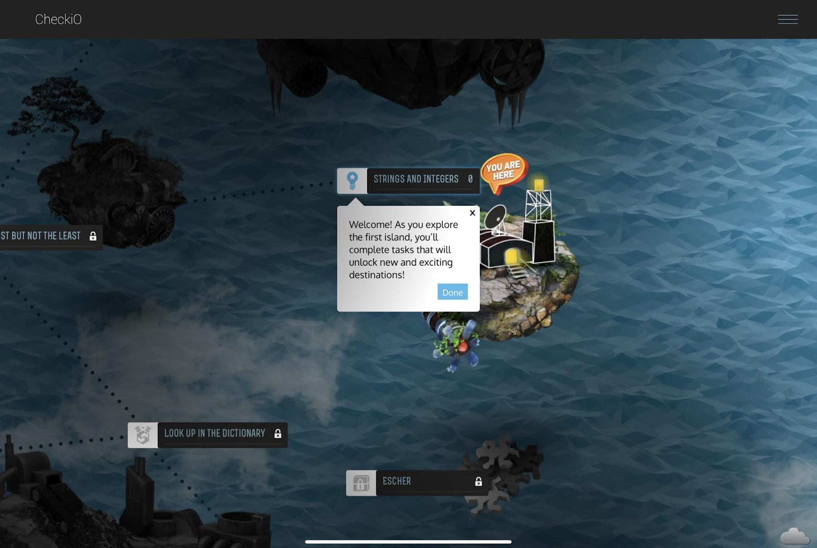 Интерфейс тренажера Checkio