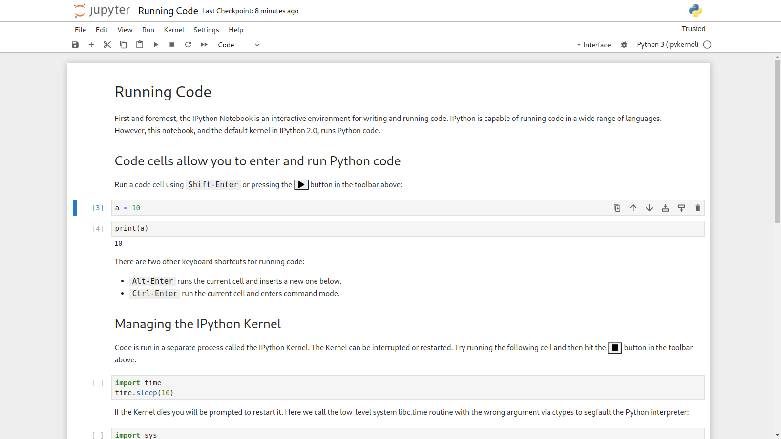 Интерфейс Jupiter Notebook