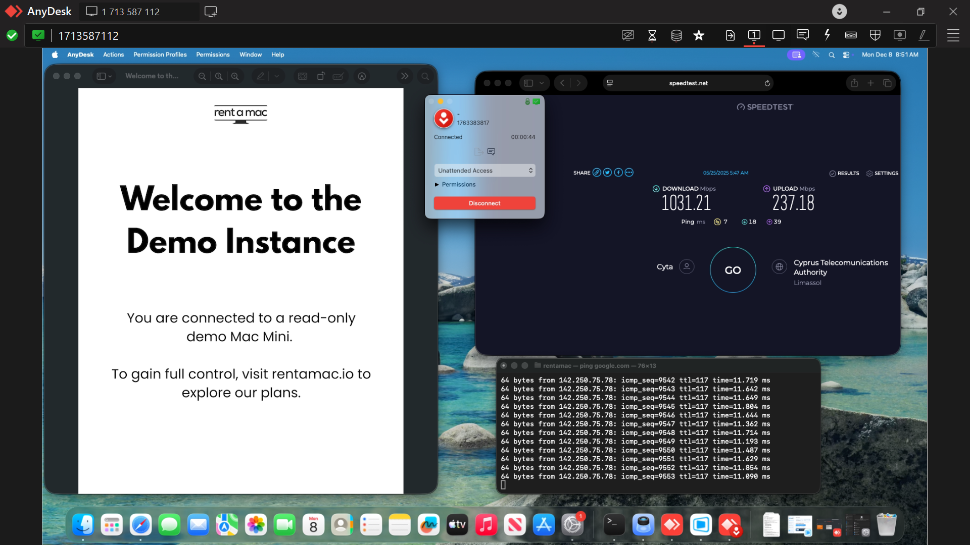 Удаленный рабочий стол Mac mini