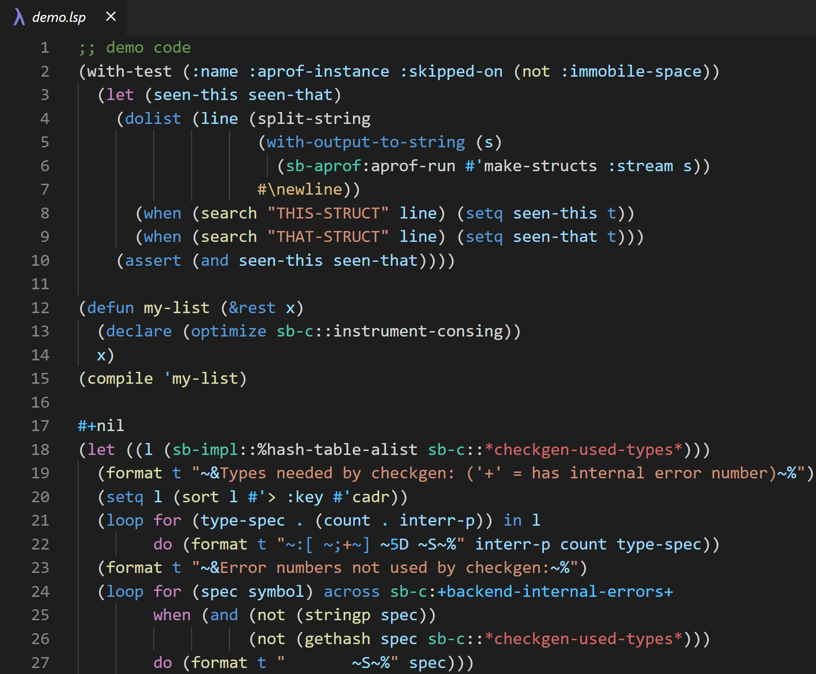 Так выглядит код на языке программирования Lisp