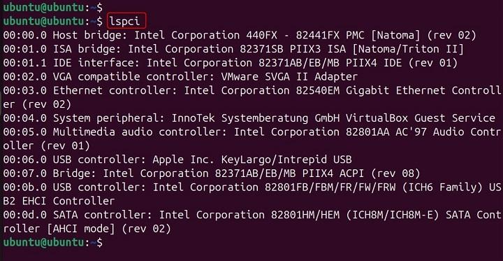 Команда lspci