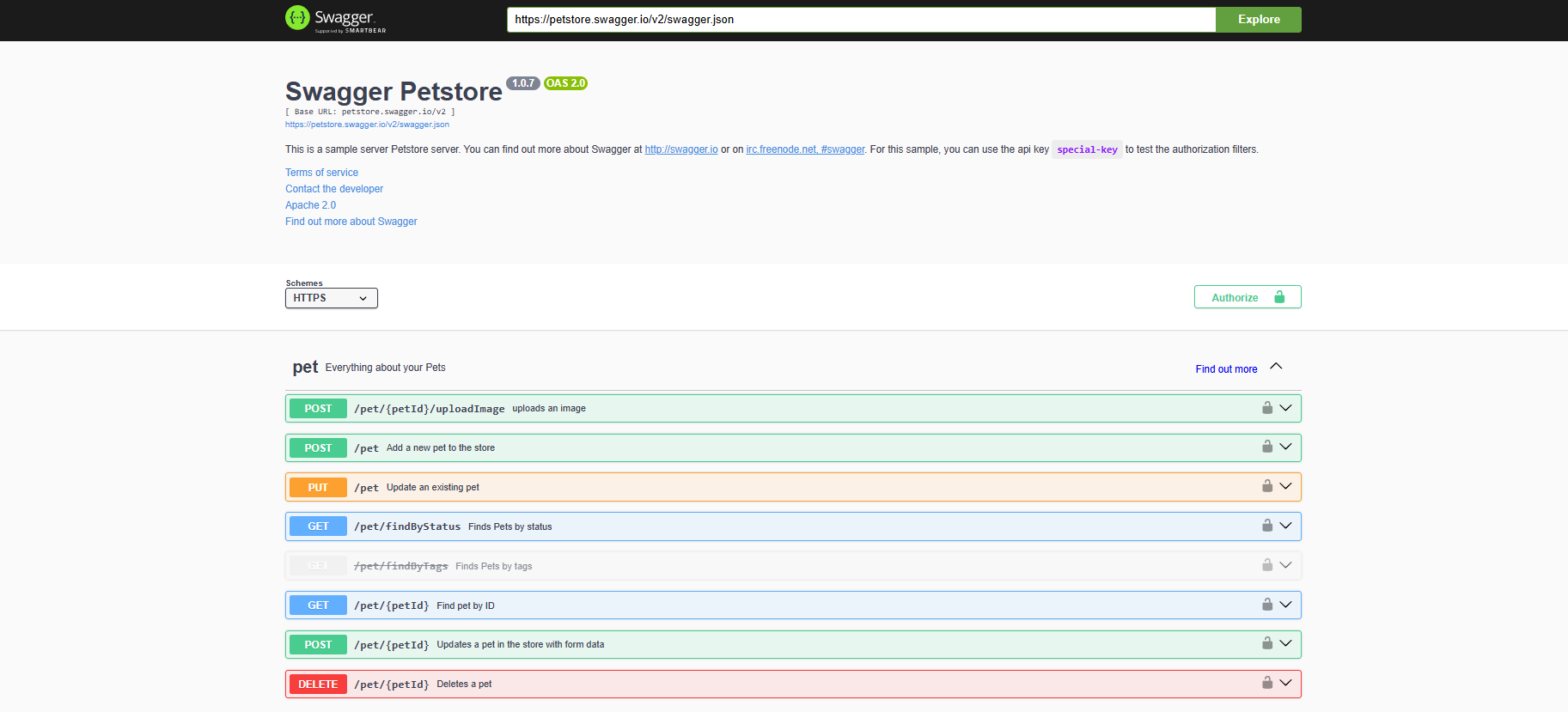 Swagger Petstore для проверки запросов