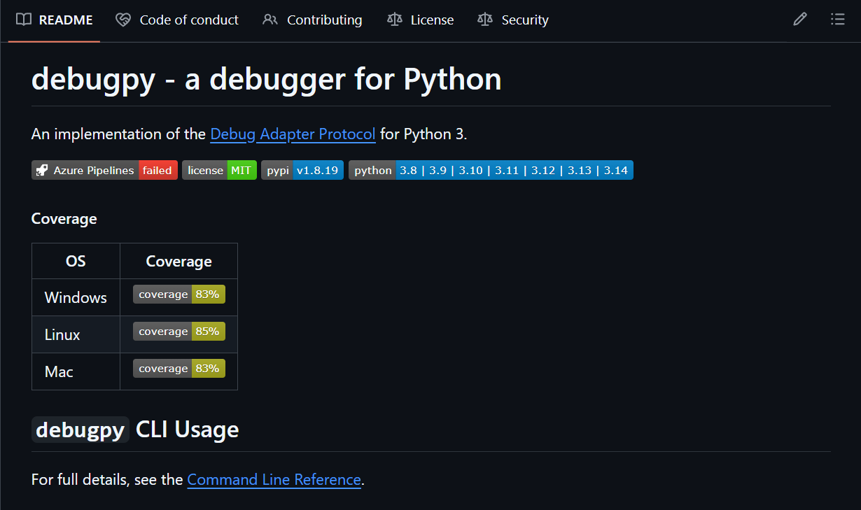 Дебаггер для Python debugpy