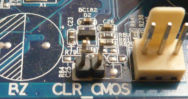 Перемычка Clear CMOS на материнской плате для сброса до заводских настроек