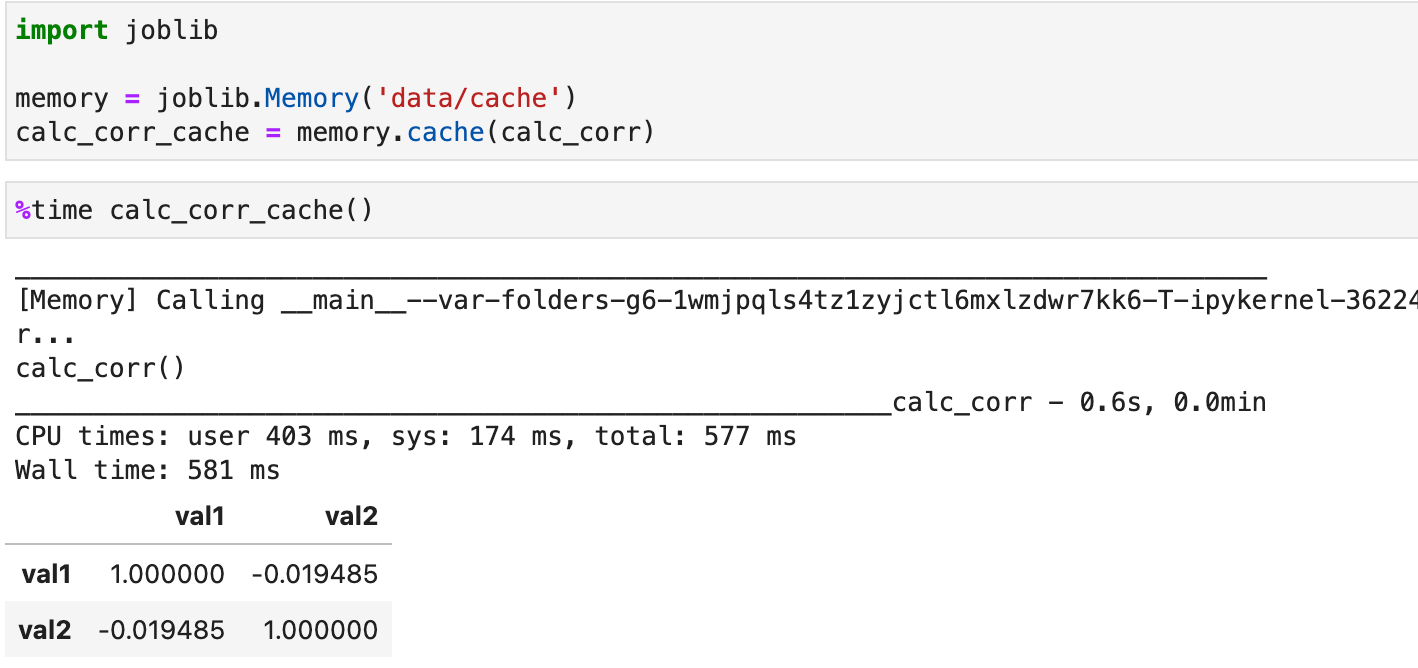 Кэширование функции при помощи библиотеки joblib