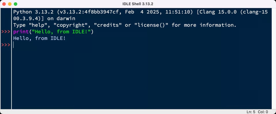 Окно в Shell