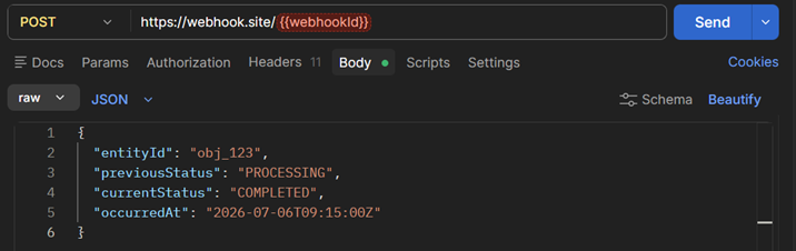 Вебхук в JSON