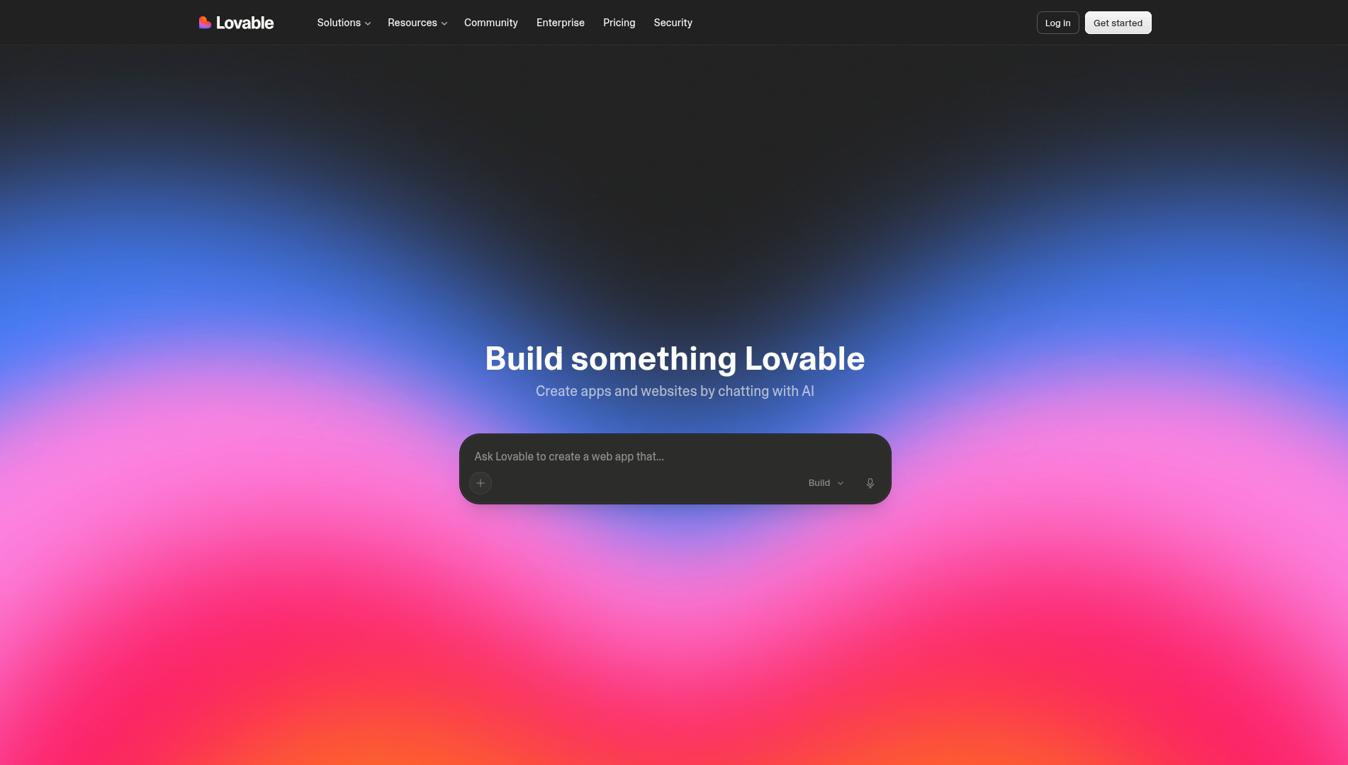 Главная страница Lovable с полем для ввода промпта